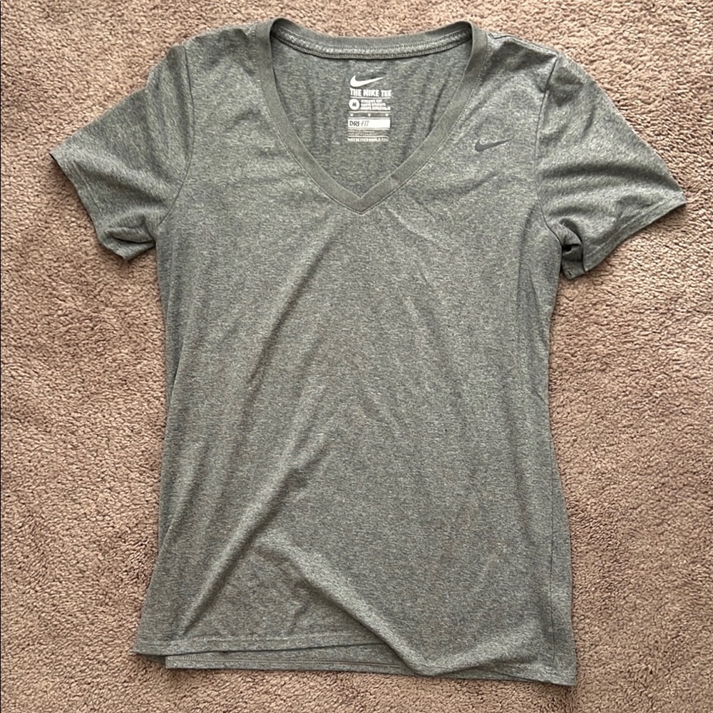 Heather gray Nike v-neck Dri-Fit shirt